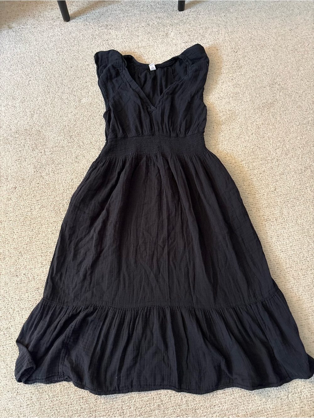Old Navy Black Midi Dress with Smocked Waist